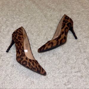 Brown tan leopard animal print pointed toe heels pumps shoes 9 A New Day
